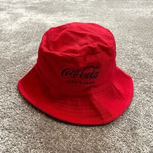 Coca Cola Zero Sugar Bucket Hat Kids One Size Red Classic Logo Cotton Sun Cap